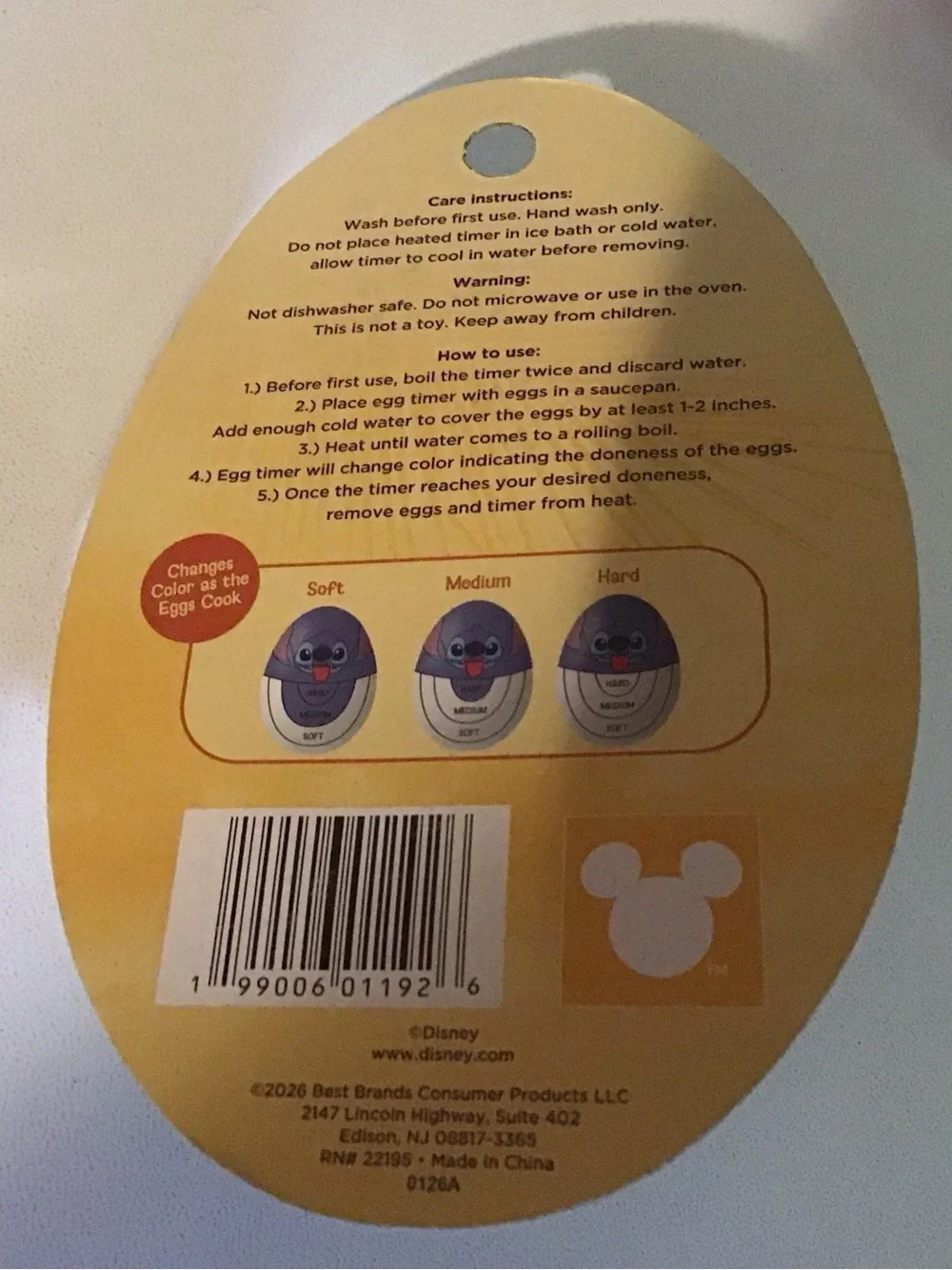 Disney Stitch Yellow Egg Timer